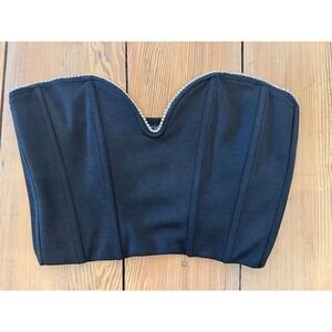 Zara Rhinestone Corset Top Black Sweetheart Bustier Party Club Holiday‎ Medium